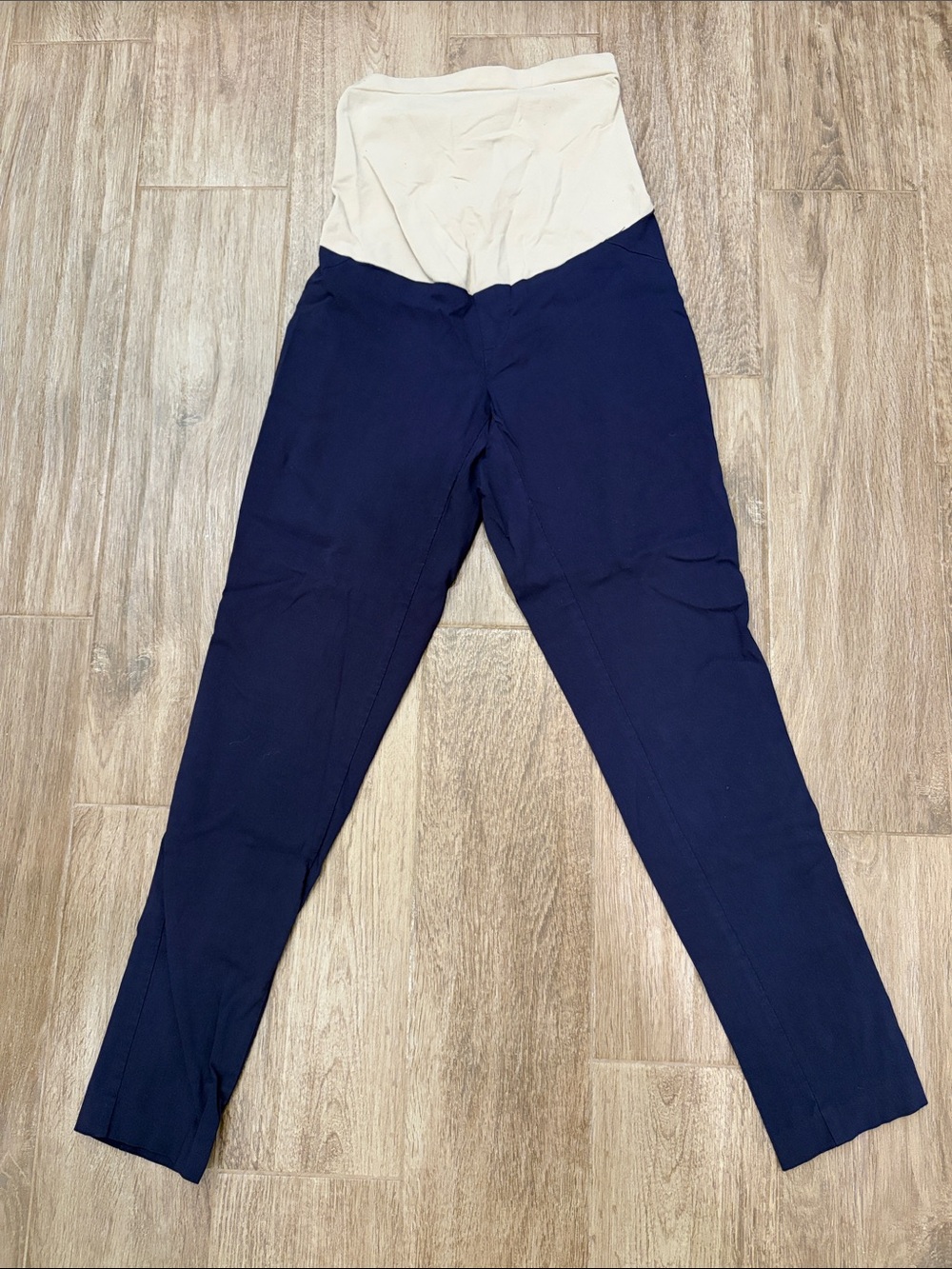 Motherhood Maternity Navy Leggings with Cream Support Panel